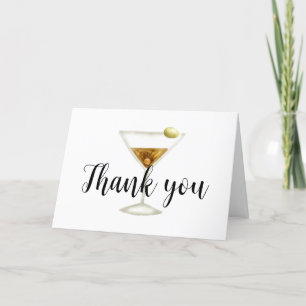 Elegant Sip & See Martini Cocktail Baby Shower  Thank You Card