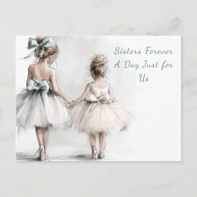 Elegant Sister Day Brunch Invitation – Pastel Art Postcard (Front)