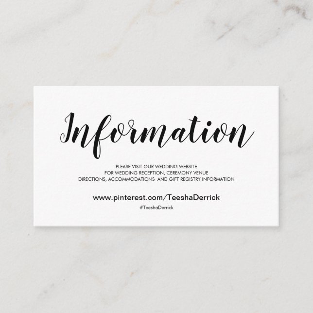 Élégant site de mariage Détails Cartes de fermetur (Devant)