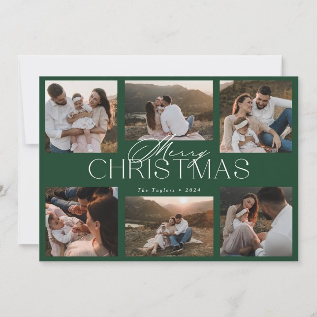 Elegant Six-Photo Christmas Card  (Front)