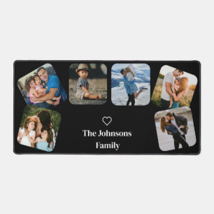elegant six photos collage black chic personalized desk mat
