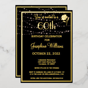 Elegant Sixty 60 Birthday Black REAL Gold  