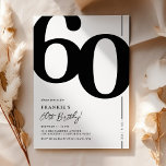 Elegant Sixty 60th Birthday Party Invitation<br><div class="desc">Classic black and white 60th birthday party invitations featuring the number '60' in a large bold serif font,  and a modern invite template that is easy to personalize.</div>