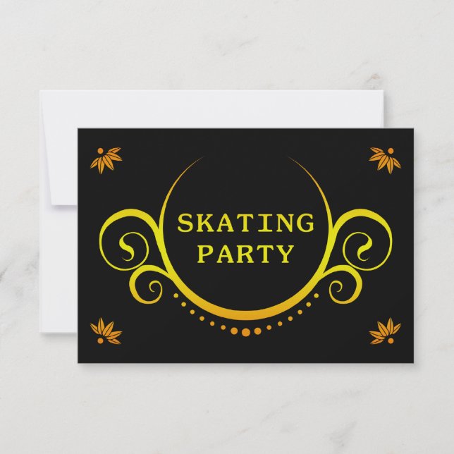 elegant skating party invitation (Front)