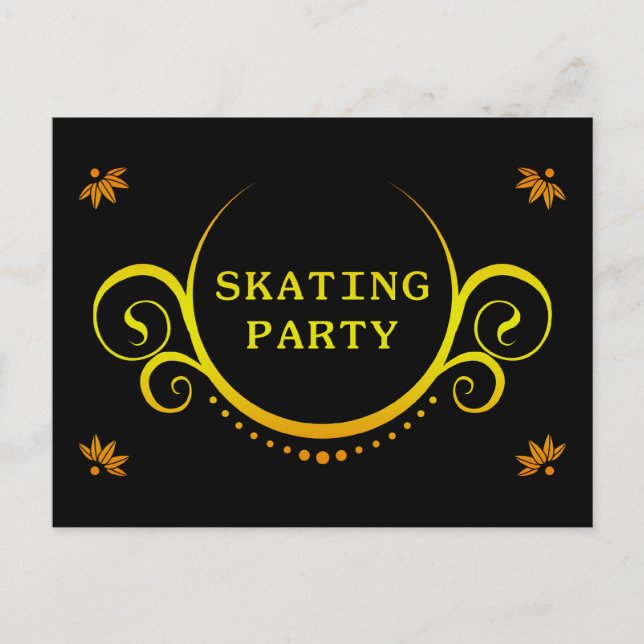elegant skating party invitation postcard (Front)
