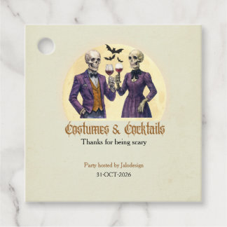 Elegant Skeleton Costume Cocktail Halloween Party Favour Tags