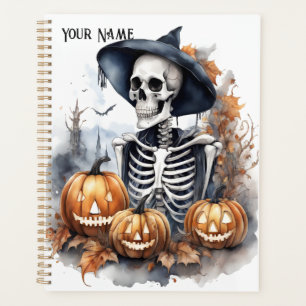 Elegant Skeleton Halloween Watercolor  Planner