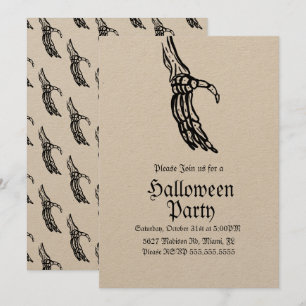 Elegant Skeleton Hands Halloween Birthday Party Invitation
