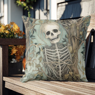 Elegant Skeleton Vintage Halloween Throw Pillow