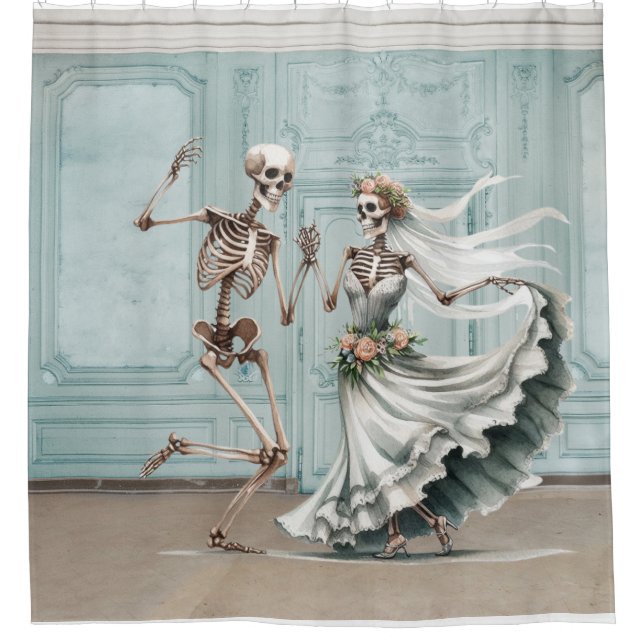 Elegant Skeleton Wedding Dance Shower Curtain (Front)