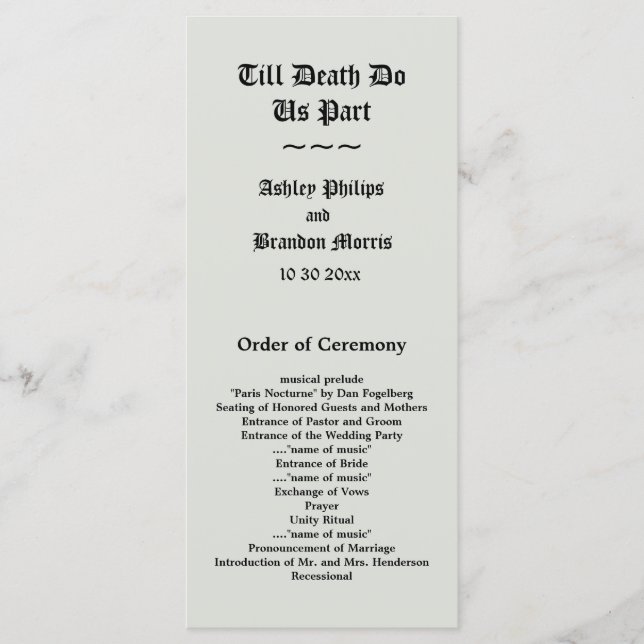 Elegant Skeletons Wedding Program (Front)
