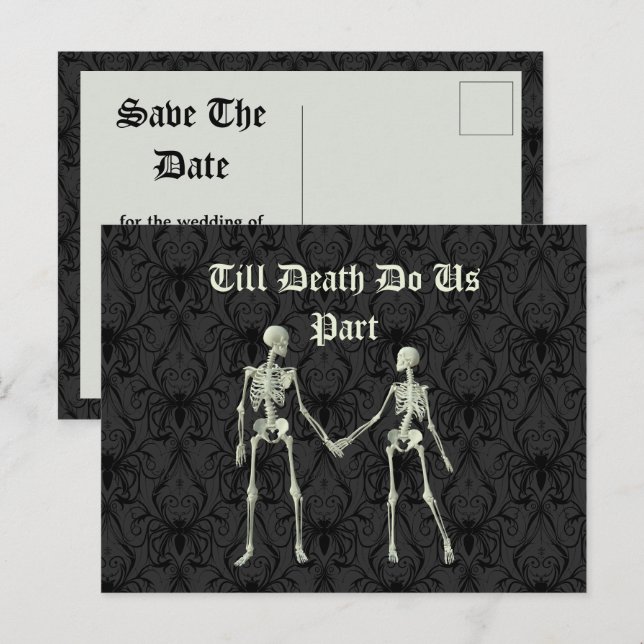 Elegant Skeletons Wedding Save the Date Postcard (Front/Back)