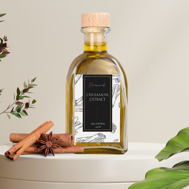 Elegant Sketch Homemade Cinnamon Extract Label (Creator Uploaded)