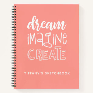 Elegant Sketchbook Coral Personalized Notebook
