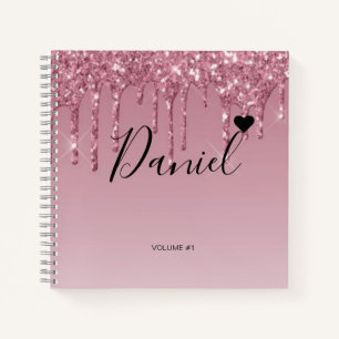 Elegant Sketchbook Your Name Script Baby Pink chic Notebook