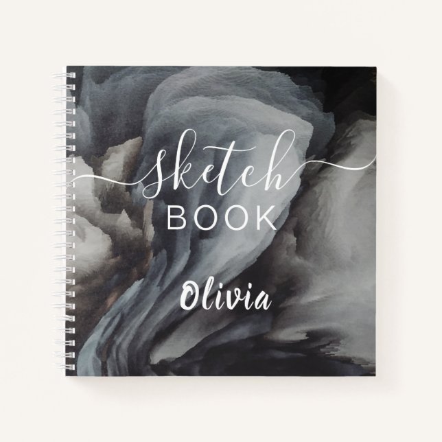 Elegant  Sketchbook Your Name Script  Watercolor Notebook (Front)