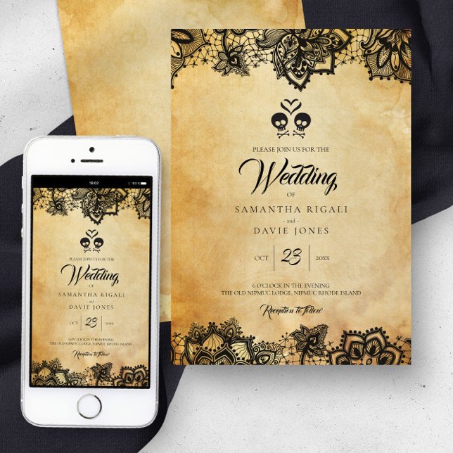 Elegant Skull Halloween Wedding Invitation  (Creator Uploaded)