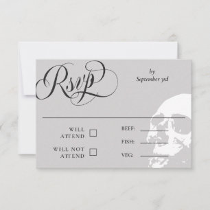 Elegant Skull Halloween Wedding RSVP Card