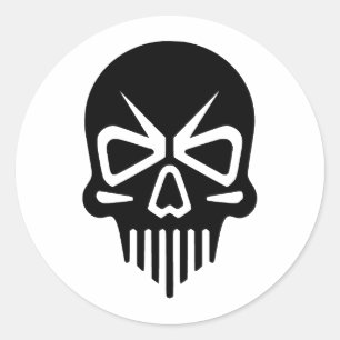 Elegant Skull Silhouette in Monochrome Classic Round Sticker