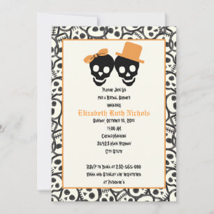 Elegant skulls Halloween wedding bridal shower Invitation