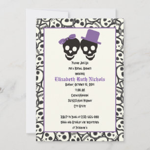 Elegant skulls Halloween wedding bridal shower Invitation