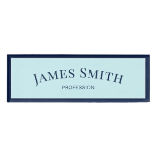 Elegant Sky And Dark Blue: Minimalist Professional Name Tag