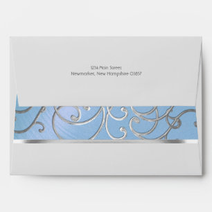 Elegant Sky Blue and Silver Filigree Envelope