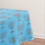 Elegant Sky Blue | Chanukah Hanukkiyah | MENORAH Tablecloth<br><div class="desc">Elegant sky blue MENORAH Tablecloth,  showing with faux silver menorah in a tiled pattern. This is a minimalist,  simple,  elegant design,  especially suitable for your Hanukkah celebrations.  Available in other colours,  or you can change the colour by clicking on Customize Further and choosing from the colour palette.</div>