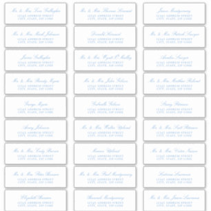 Élégant Sky Blue Script Étiquettes de adresse invi