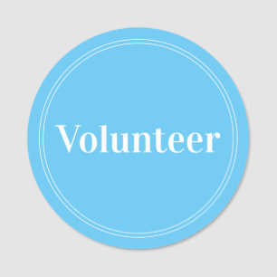 Elegant Sky Blue Volunteer Magnetic Name Tag