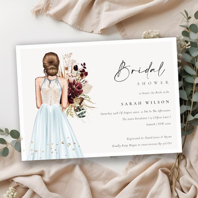 Elegant Sky Blue Wedding Gown Bridal Shower Invite (Creator Uploaded)
