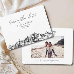 Elegant Skyline Modern Atlanta Save the Date Invitation