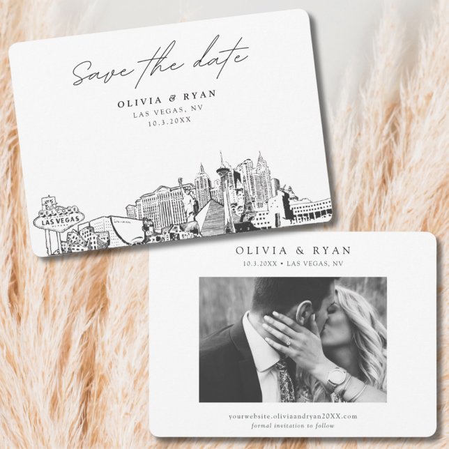 Elegant Skyline Modern Las Vegas Save the Date  Invitation (Las Vegas Save the Date)