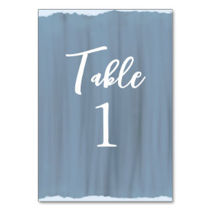 Elegant Slate Blue Faux Glass Painted Wedding  Table Number