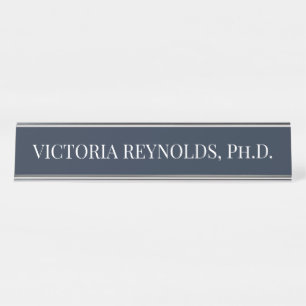 Elegant Slate Blue Personalized PhD Graduate Desk Name Plate