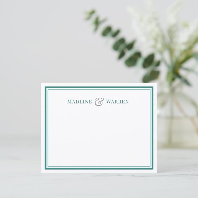 Elegant Slate Border Personalized Couple Notecard (Standing Front)