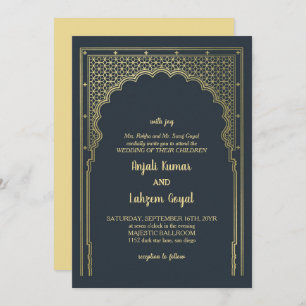 Elegant Slate Grey Indian Gateway Wedding Invitation