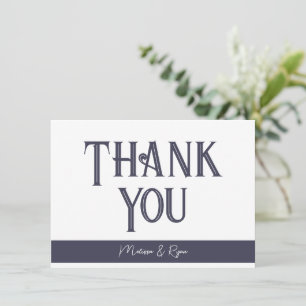 Elegant Slate Grey Retro Font Signature Thank You Card