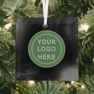 Elegant & Sleek Black QR Code Glass Ornament