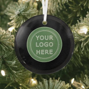 Elegant & Sleek Black QR Code Glass Ornament