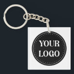 Elegant & Sleek Black QR Code Keychain<br><div class="desc">This design is accessible to all. Feel free to customize the logo,  images,  tStylish Black QR Code Design | Elegant Brandext,  and colours according to your preferences. Thank you very much.</div>