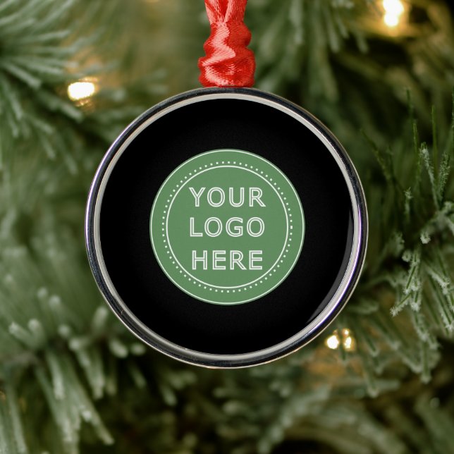 Elegant & Sleek Black QR Code Metal Ornament (Tree)