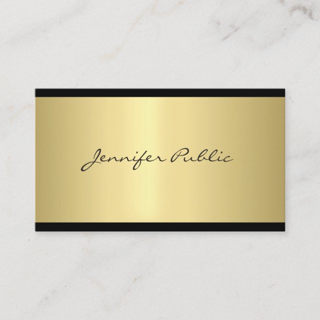 Elegant Sleek Design Gold Plain Professional Luxe Business Card (Front)