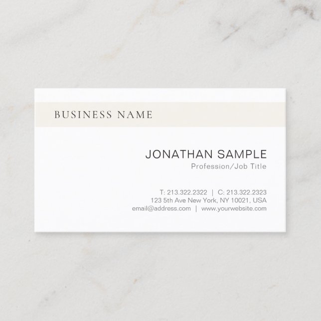 Elegant Sleek Design Modern Chic Plain Trendy Business Card (Front)