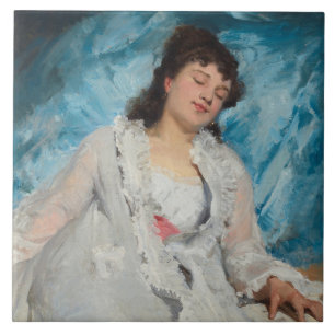 Elegant Sleeping French Woman (Sweet Repose) Tile