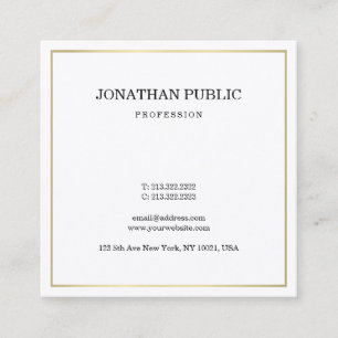 Elegant Smart Plain Gold Look Modern Professional Square Business Card
