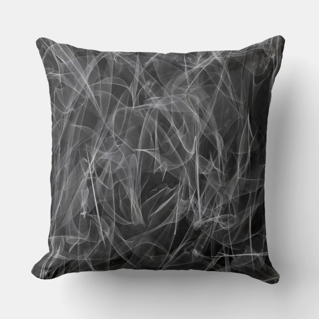 Elegant Smoke Swirls – Mystical Aesthetics  Throw Pillow (Front)