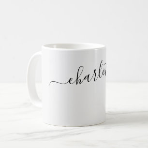Elegant Smoke White Colour Modern Name Personalize Coffee Mug