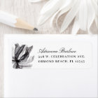 Elegant Smoky Floral Black White Return Address 