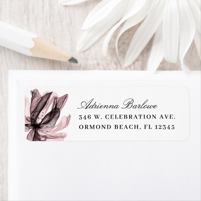 Elegant Smoky Floral Dusty Rose Return Address (Insitu)